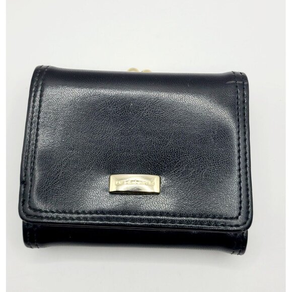 Liz Claiborne Handbags - Liz Claiborne Wallet Black Women's Small Fold Out Faux Leather Kiss Lock